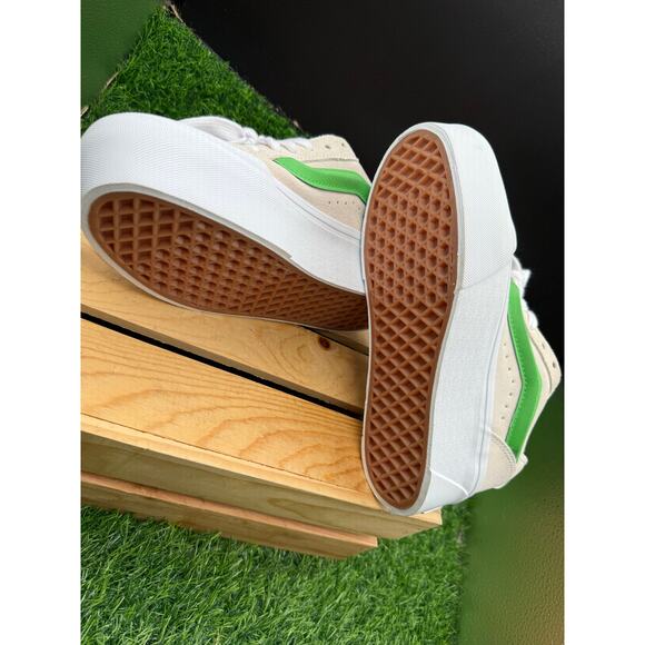 Vans -Old Skool-Platform Sneakers-Beige/White/Green-Size 6.5W - Picture 9 of 10